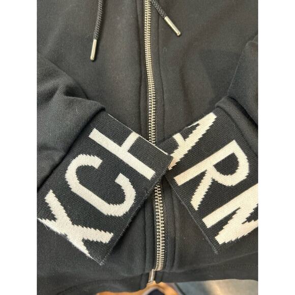 Armani Exchange Womens Black Hoodie Logo Cuffs Full-Zip Closure Size L - Picture 5 of 10